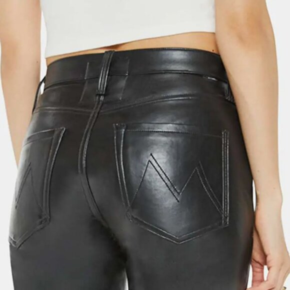 BNWT MOTHER The Smarty Pants Skimp Leather High-Rise Straight-Leg sz 28 - Picture 6 of 6